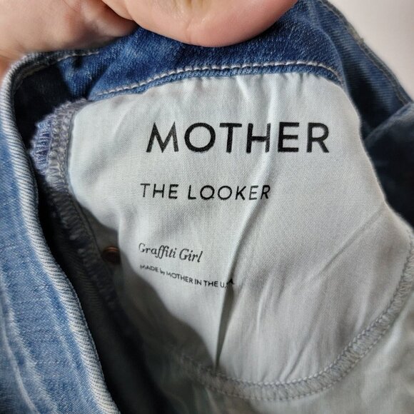 Mother Size 26 The Looker Graffiti Girl Distressed / Destroyed Skinny Blue Jeans - Picture 7 of 9